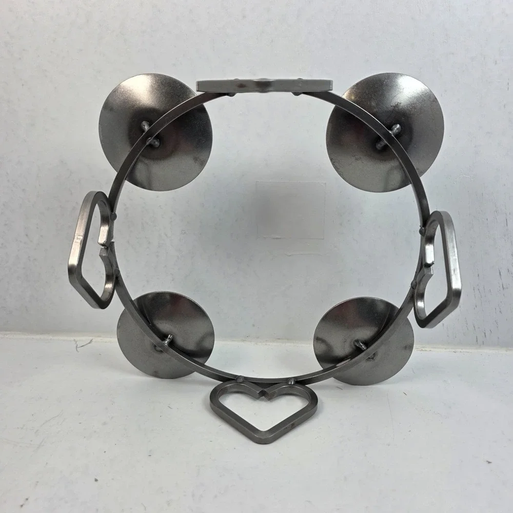 MCM Vtg Scandinavian Wrought Iron Candle Holder Candelabra Heart Lucia Crown 10